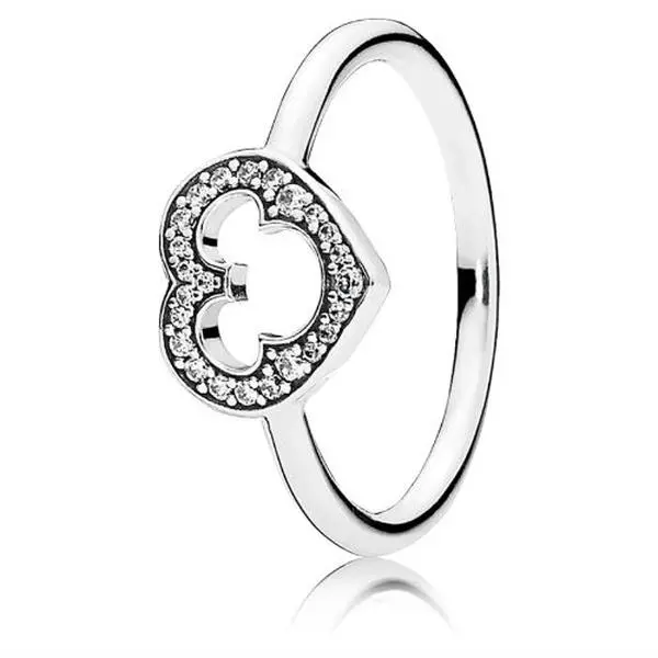 PANDORA Disney - Mickey Silhouette Ring 190957CZ, Cubic Zirconia, Heart, Gift Idea, Sparkling Cz, Simple, Mickey Icon