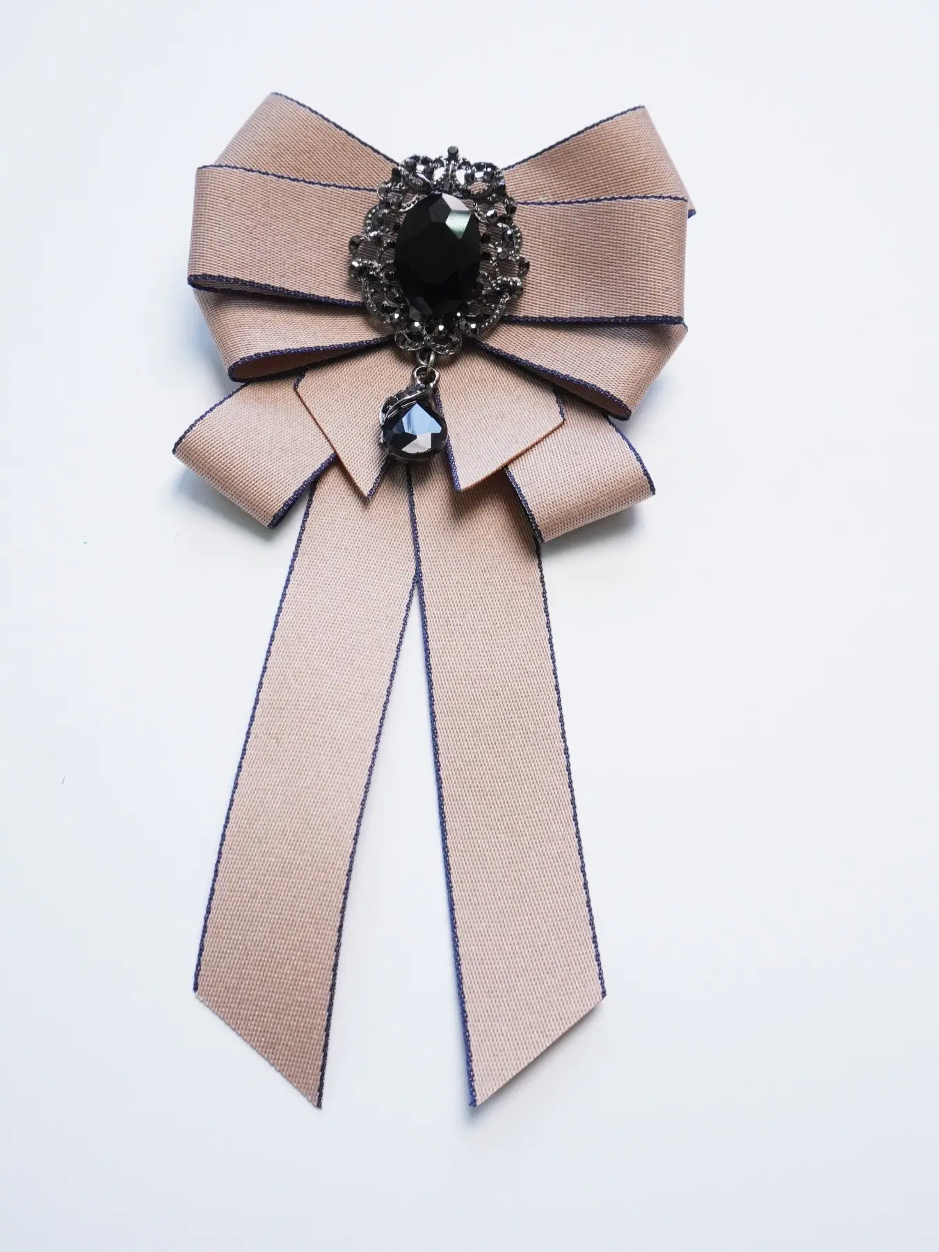 1pcs Lolita Style Vintage Bowtie, Gemstone Collar Accessory, Suit Dress Party Decor, Solid Pattern, Regular Width, Perfect for Any Occasion, Solid Textured Tie