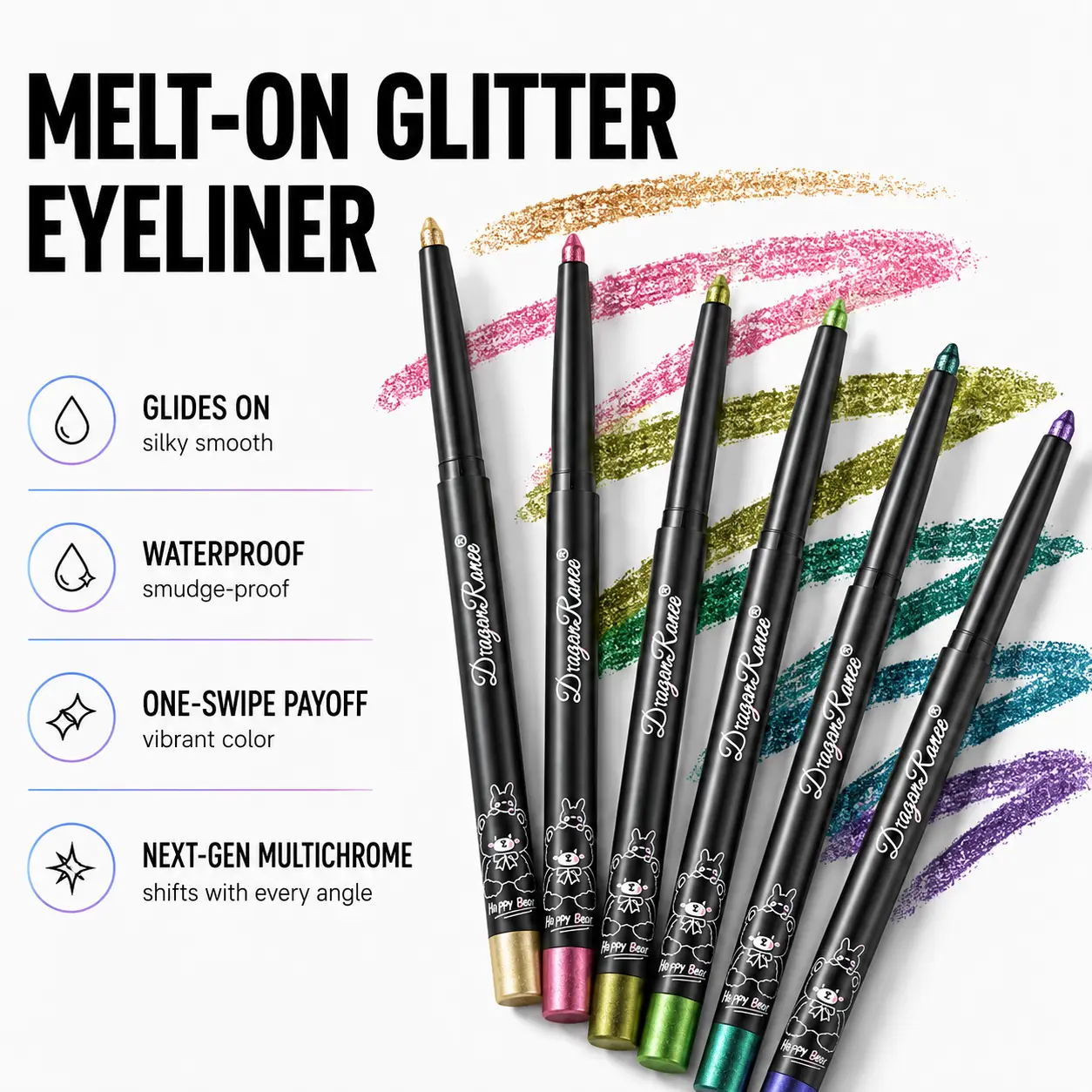 2-in-1 Metallic Eyeshadow Stick & Eyeliner Pencil, Waterproof & Long-Lasting Shimmer and Shine Graphic Liner, Smudge-Proof Alcohol-Free Formula, Single Item, Apply Easily, Cosmetic, Stick/Pencil