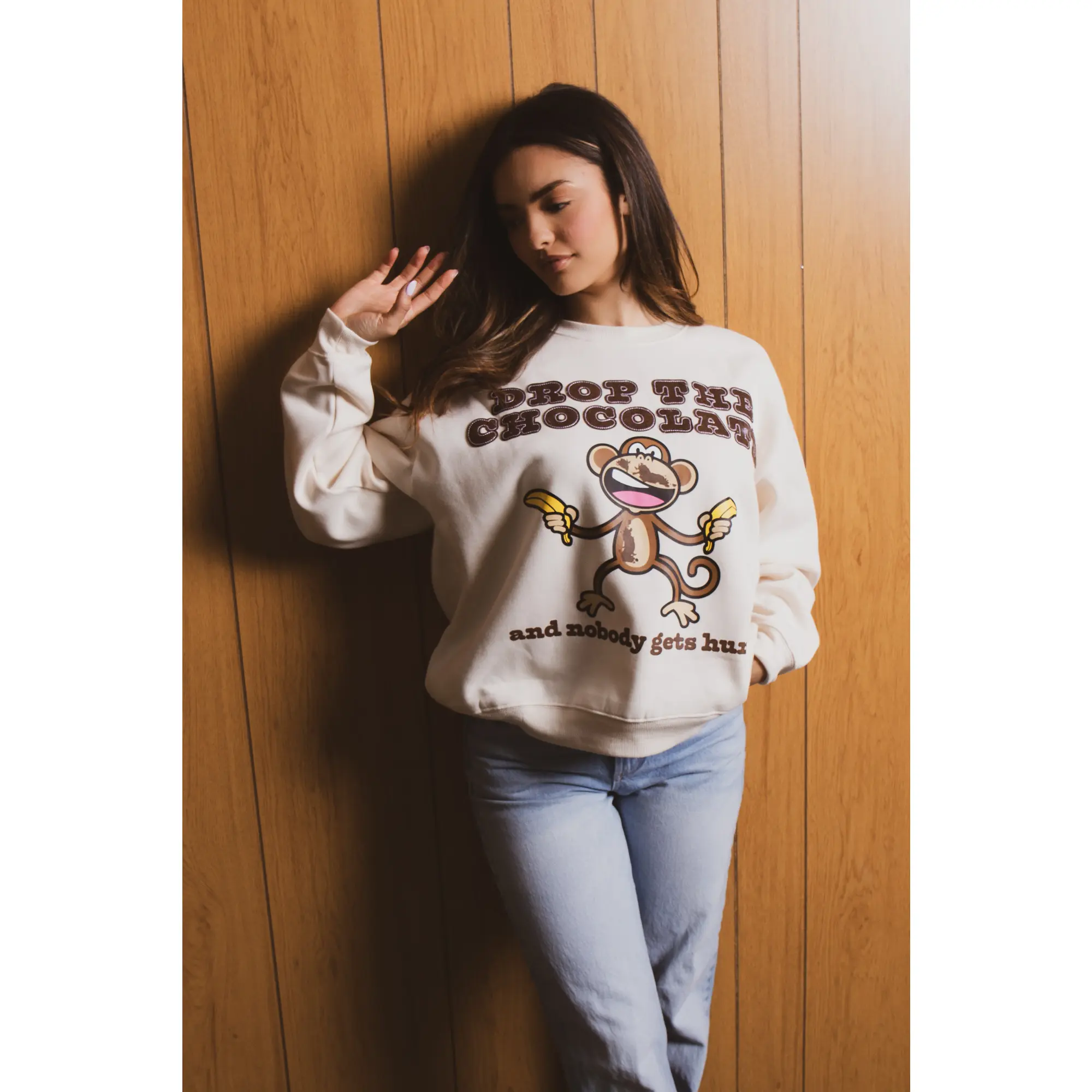 Chocolate - Bobby Jack Oversized Premium Sweatshirt - Ivory