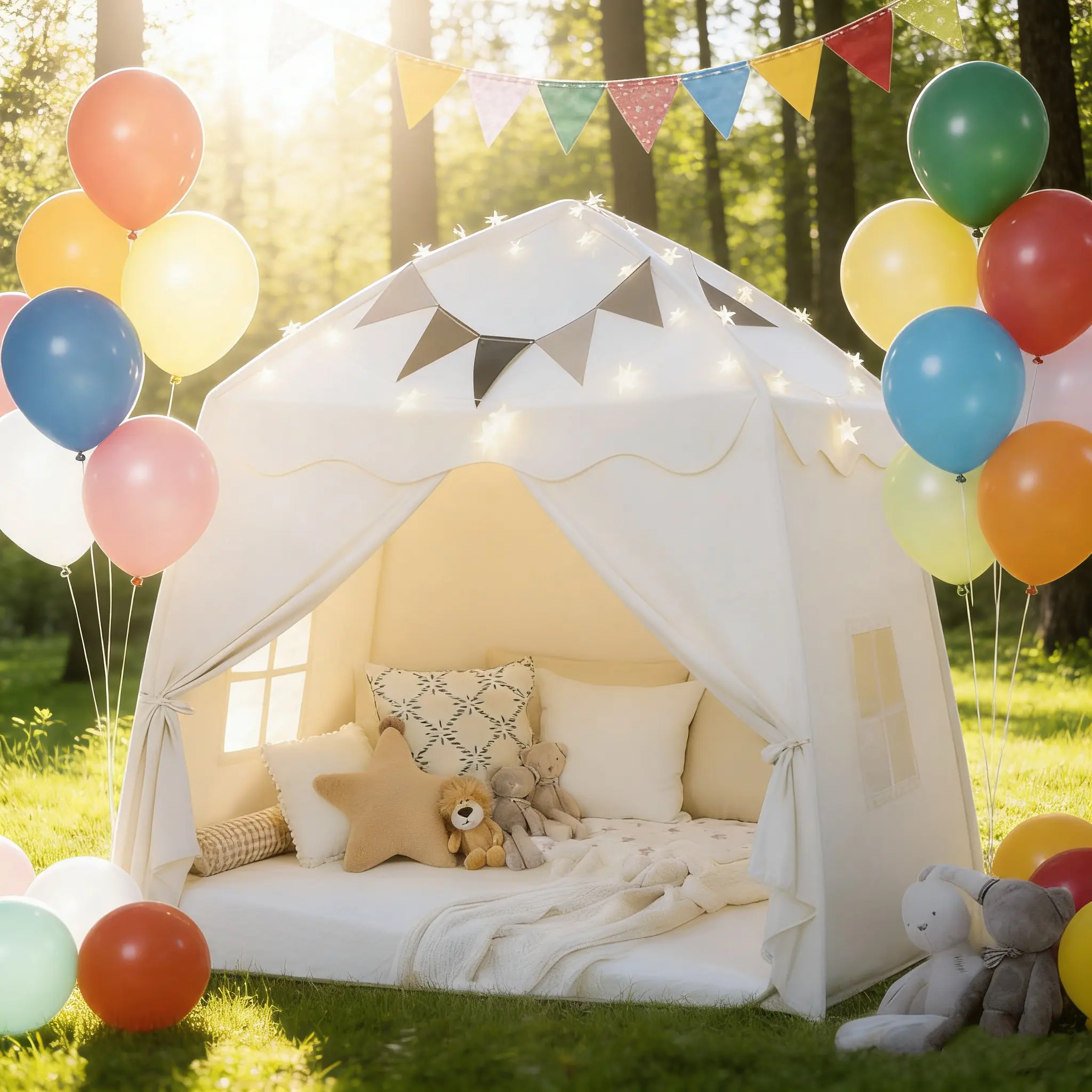 Teepee Tent with Star Lights & Tassels Foldable Indoor/Outdoor Playhouse for Creative Adventures Easy Setup Portable Camping Fun beach blanket removable sidewall