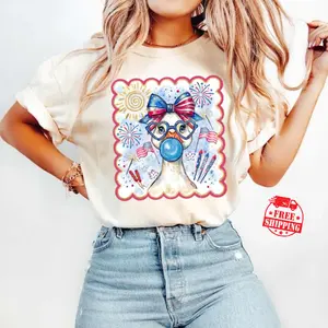 [Sale up to 50%] [Free Ship] Silly Goose 4th of July T-Shirt, Heart Glasses Goose Sublimate, Patriotic Bubblegum Duck, Girl Independence Day Design, Red White Blue Sparklers