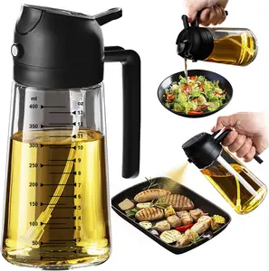 Glass Oil Dispenser with Spray & Pour Control – Leak-Proof Olive Oil Bottle with Measurement Scale for Kitchen & BBQ