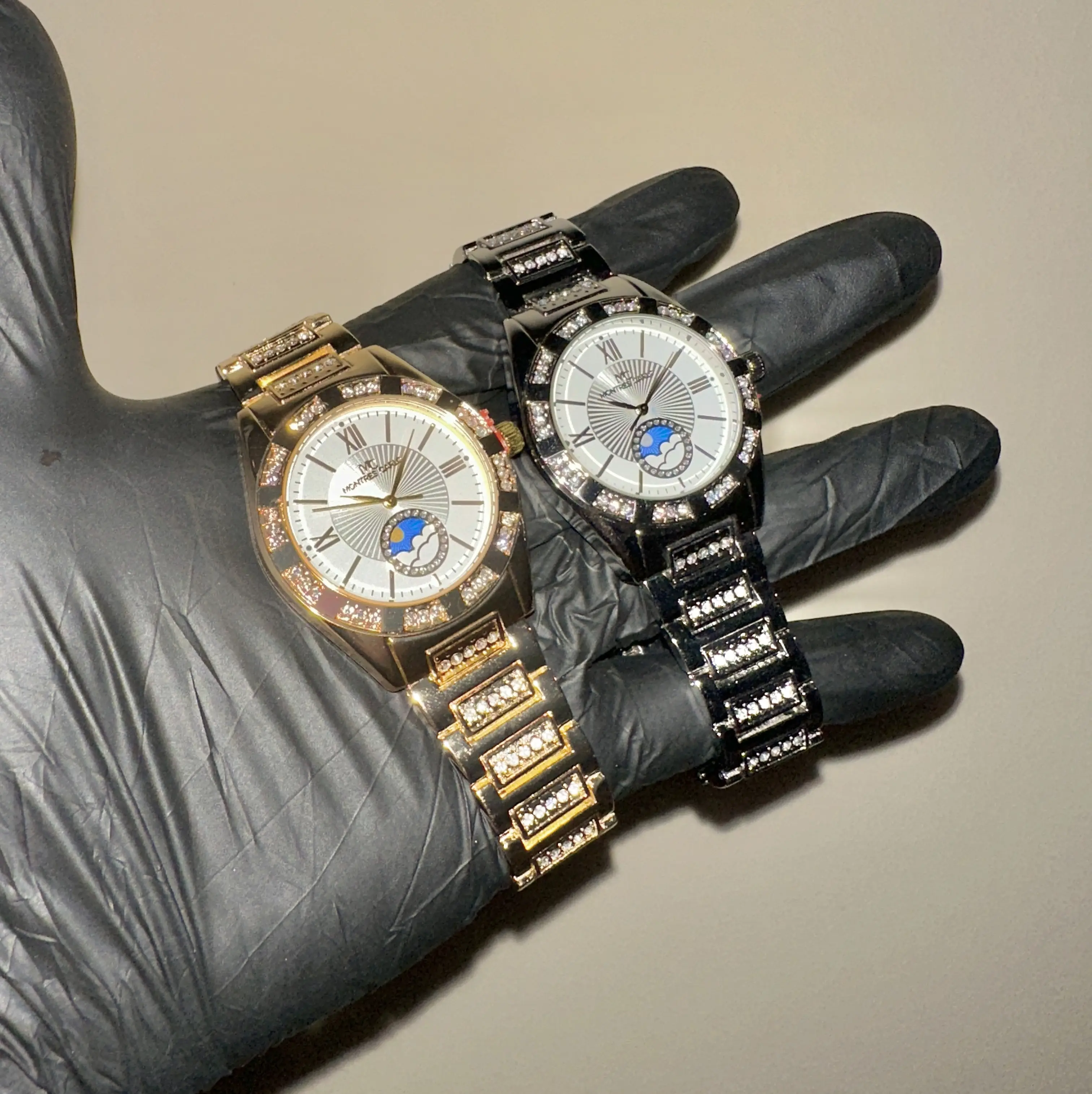 18k Gold/White Gold Unisex 38mm Round Roman Numeral Diamond Bezel Watch