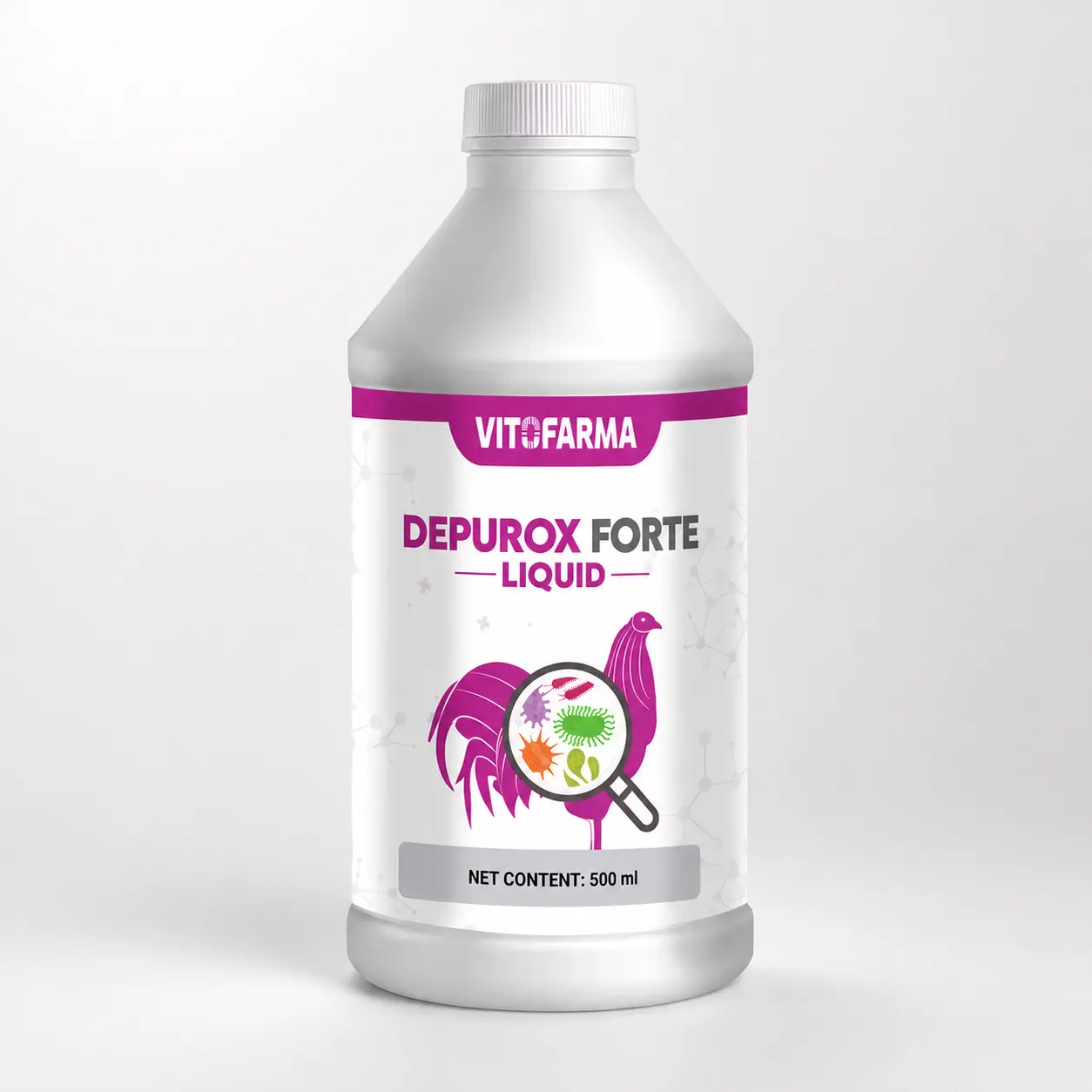 Vitofarma Depurox Forte Garlic Flavor Liquid Poultry Wellness Supplement - 500 mL Bottle, Nutritional Bird Healthcare Supports Overall Natural Gut Health with Garlic Clove Benefits