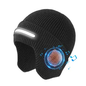 TR-BTD3 Bluetooth Music Hat with Rechargeable LED Lights for Night Running Hiking Cycling Unisex USB Beanie Winter Fashion Christmas Gifts