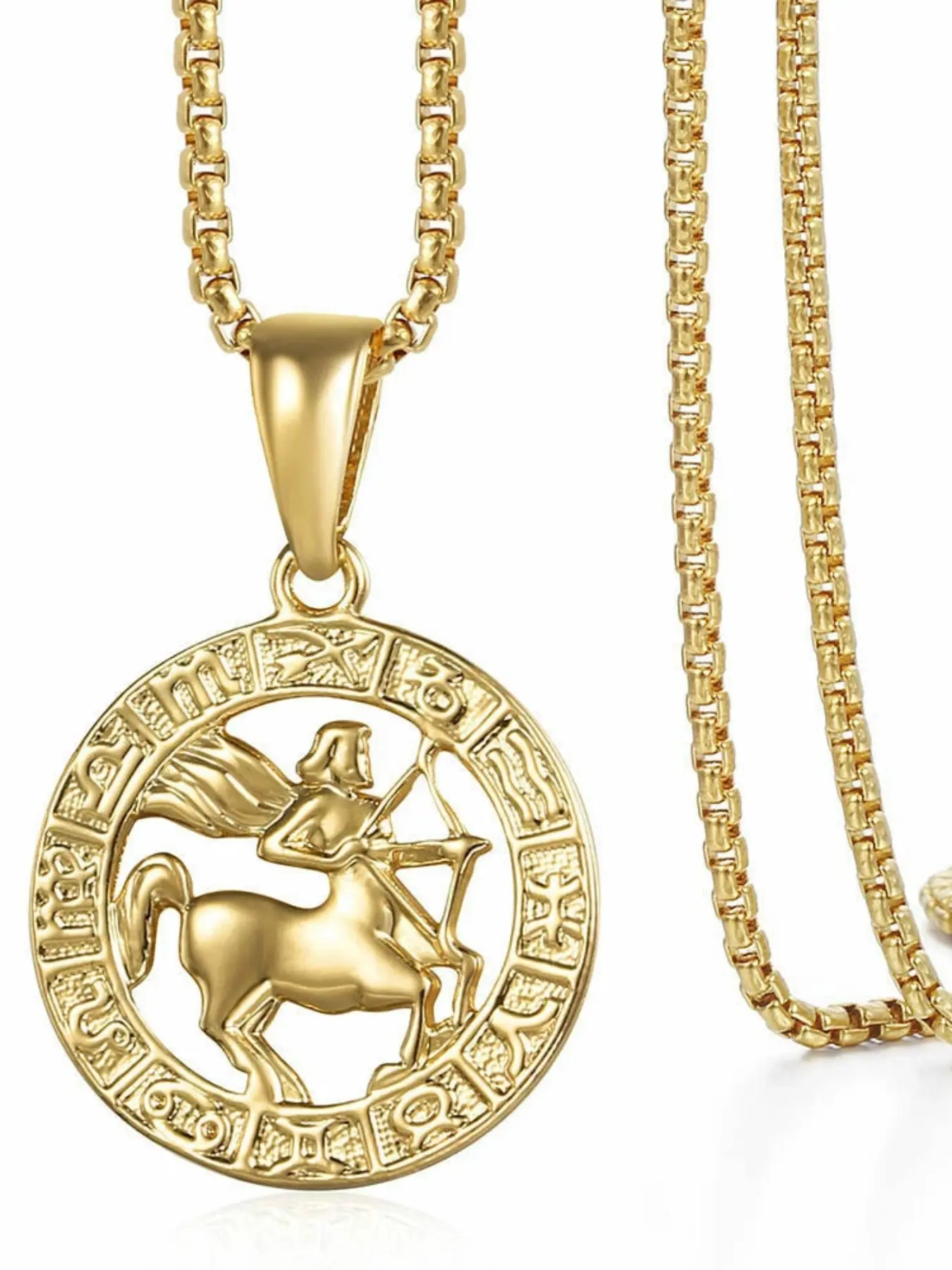 Unisex Zodiac Necklace, 14K Gold Plated Stainless Steel Jewelry, 12 Constellation Pendants, Elegant Design, All Season Wear, Cuban Link Chain, Engraved Necklace, Cuban Style Chain, Necklace Gift