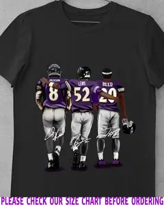 Baltimore Ravens, Lamar Jackson #8, Ray Lewis #52, Ed Reed #20 Black T-Shirt, Gift Trending, Gift Boy Friends, Gift Girl Friends, Gift Friends, Gift Sport All Size