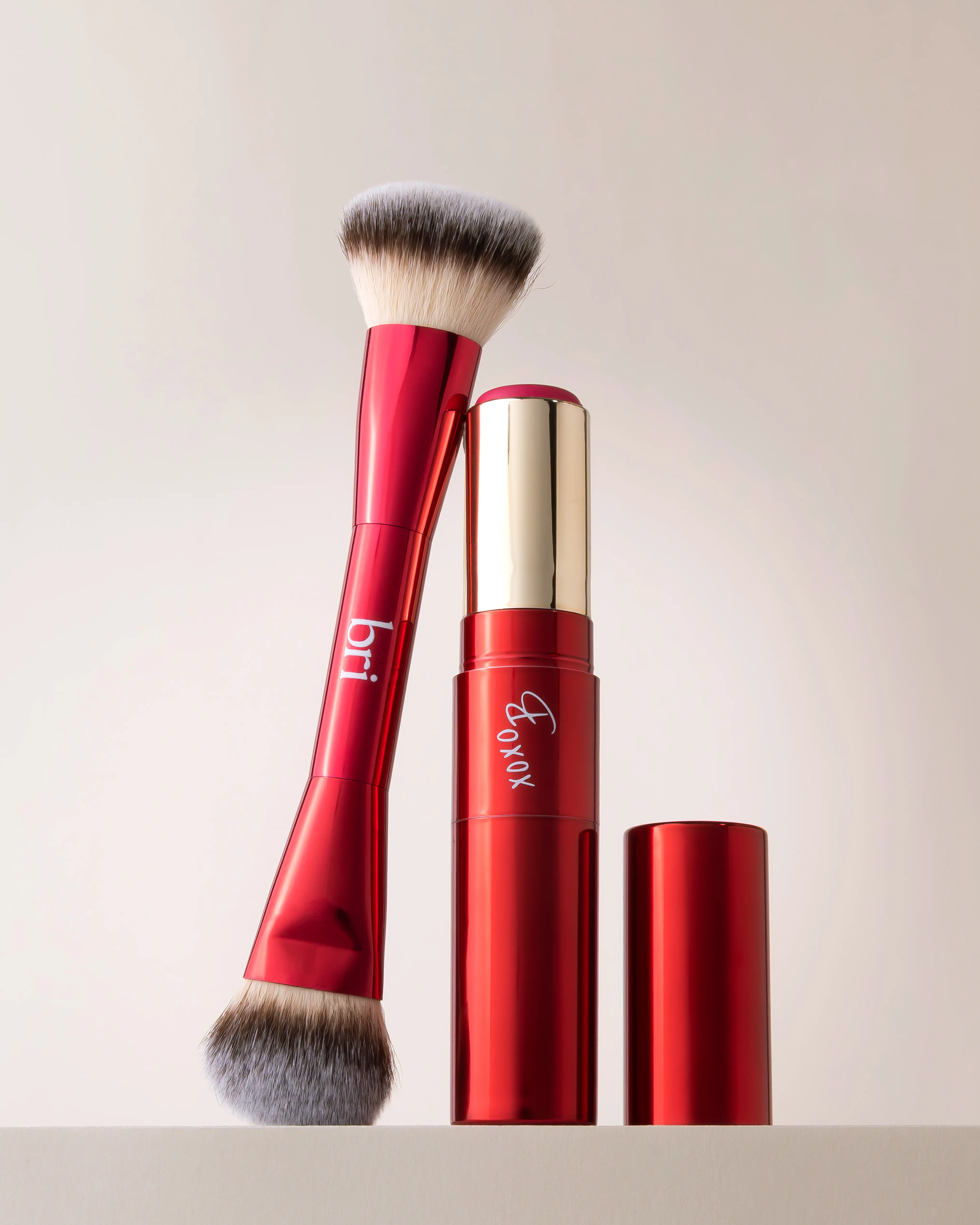Bri Beauty Dual-Ended Complexion Brush - Vegan Soft Face Brush for Cream, Powder Blush, Bronzer