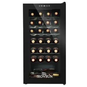 ROVSUN 28 Bottle Wine Fridge, Freestanding Compressor Wine Cooler Refrigerator, Beverage Wine Chiller with Digital Temperature Control & Double-layer Glass Door for Red White Wine, Champagne, Beer
