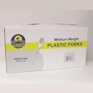 Sunset Medium Weight Disposable Plastic Forks Bulk White Plastic Silverware 1000ct