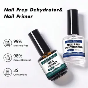 2-Pack 15ML Gel Nail Polish Remover & Base Coat, Acidic Natural Nail Prep, Dehydrator & Adhesive, No Additives, Beauty Essentials, Nail Care, Moisturizing, Cleansing