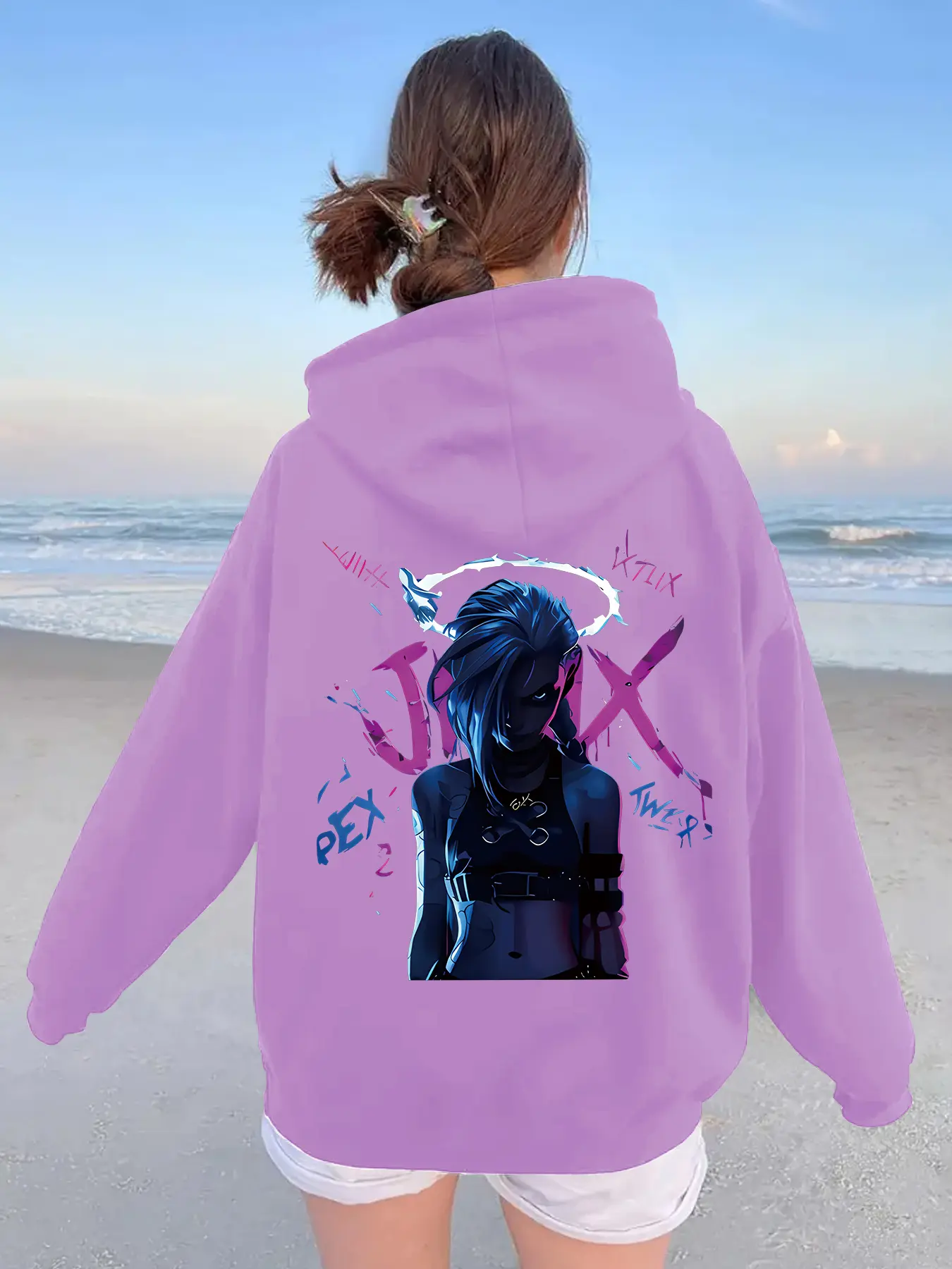 Women's Casual Jinx Cartoon Hoodie with Front Pocket, Comfortable Winter Pullover, Fall & Winter Fashion