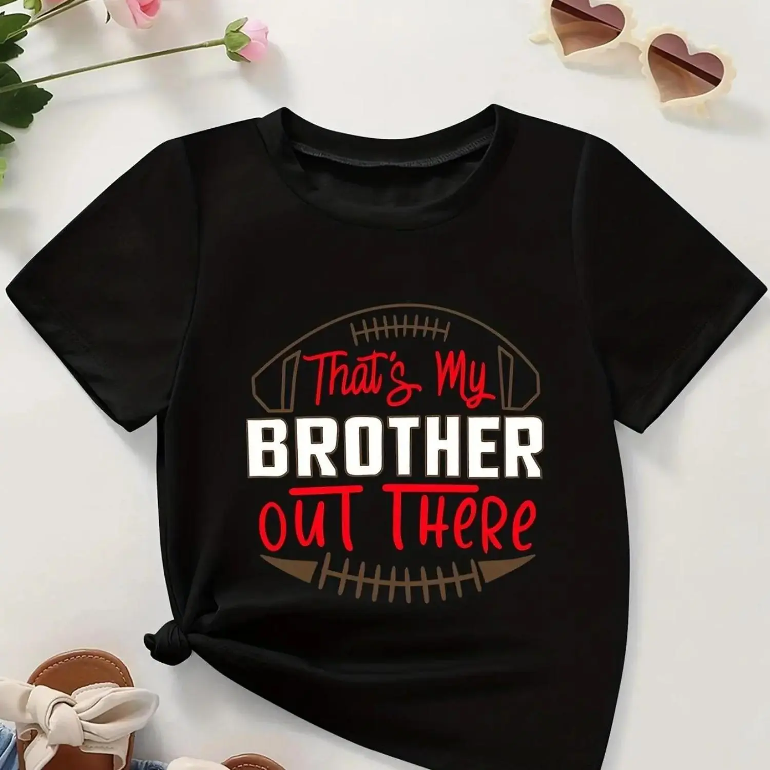 Kids S That's My Brother Out There Football T Shirt Sibling Support Cotton Tee Black Casual Top