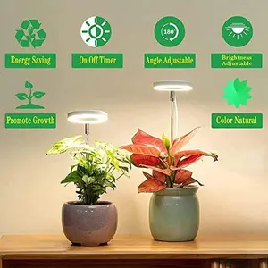 Indoor Plant Grow Light, LED Growing Light for Indoor Plants, IP42 2 Head 48 LED Adjustable Height Growing Lamp with Timer, 10 Dimmable Brightness Levels, Low Safe Voltage, Perfect for Small Plants Flower Home Modern