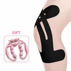 Precut Kinesiology Tape for Knees, 10 Pcs - Knee Support & Stability, Knee Pain Relief Athletic Tape - Waterproof & Elastic, Black Training Basketball relief pre cut, Breathable Hypoallergenic Latex-Free Tape knee tape