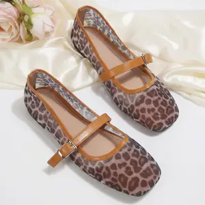 Mesh Ballet Flats for Women Comfortable Square Toe Slip On Flats Anti-Slip Comfortable Walking Shoes
