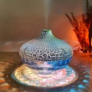 Humidifier with Colorful Ambient Night Light, USB Powered, Atomizing Aroma Diffuser Crystal Ball Humidifier with an RGB Crystal-Cracked Design, suitable for rooms and offices — a perfect gift for Christmas, New Year, and holiday celebrations.