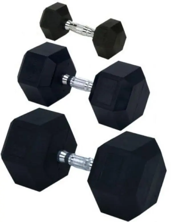 212 MAIN Solid Hex Dumbbell, 77 lb Single Rubber-Coated Hand Weight with Knurled Chrome Plated Handle for Home Gym Resistance Training, Fitness Equipment, 77Lb, Hex Shape, Knurled Grip, Chrome Plated Handles, Dumbbell Plates