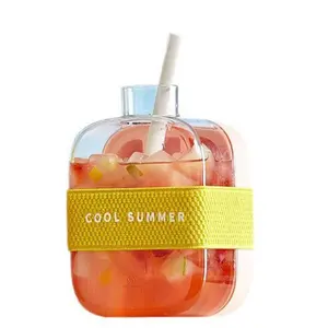 Innovative Ice Cube Bottle with Straw – 2-in-1 Freezer Ice Maker & Drink Bottle, Easy Press Ice Release, Leak-Proof, Portable for Juice, Coffee & Outdoor Use