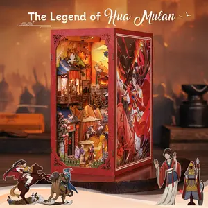 【the Legend of Mulan】DIY Dollhouse Booknook Bookshelf Insert Decor Alley with LED Light - CUTEBEE Wood DIY Package