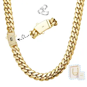 14K Real Gold-Plated Cuban Necklace The LatestElectroplating Process for Rust Prevention Waterproof,Fade-Proof Hypoallergenic Miami Link Chain Items 6-14mm Sizes Hip-Hop Style Fashion Timeless Shine forEvery Look men's jewelry y2k