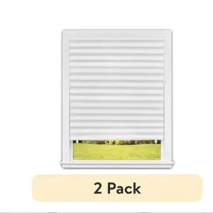 (2-Pack) No-Tools Original Light Filtering Pleated Paper Shade, White, 36" x 72"