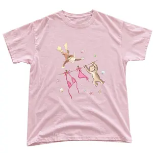 Y2K Curious George Summer Beach Shirt, Cute Tropical Vacation Unisex T-Shirt - Vintage Graphic Tee – Menswear & Womenswear – Streetwear Tops – Casual Cotton Crewneck Shortsleeve T-shirt