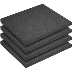 Polyurethane Foam Inserts, 4 PCS 16 x 12 x 0.5 Inch Black Cuttable Packing Foam Sheets for Tool Box, Camera, Crafts and Storage