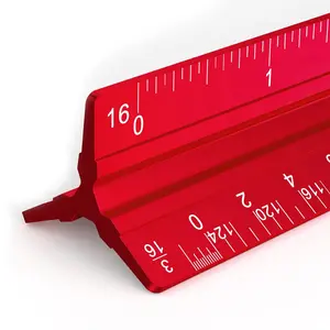 Architectural Scale Ruler: 12" Imperial  Alloy Metal Architecture Measuring Tools, Engineering Drafting Construction Drawing Blueprints Triangular Architect Scaling Rulers 12 Inches