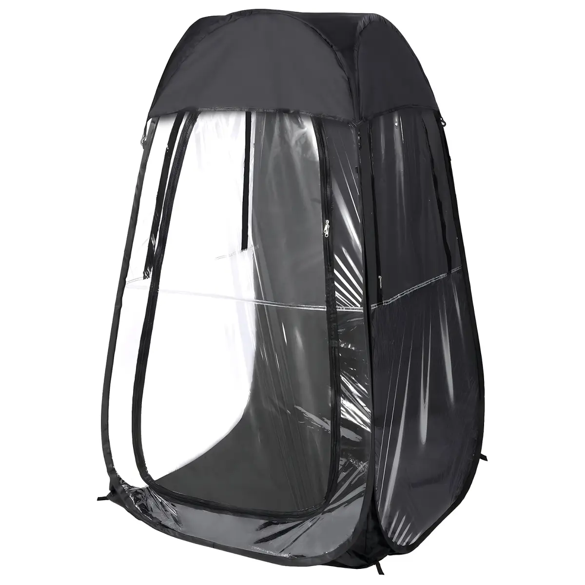 Portable Pop Up Sports Tent - Solid Black Polyester Sleek Modern Design Versatile Outdoor Shelter, Instant-Setup Windproof Rainproof Fold-Out Personal Tent for Camping, Sports Events, Fold Out Tent