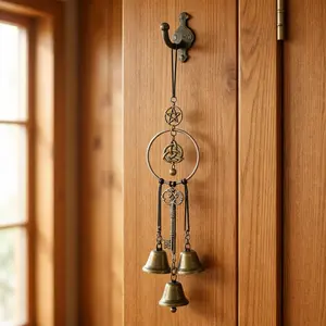 Handmade Witch Bells with Celtic Amulet - Decorative Wind Chime for Door Knob, Window Sill, Protective Home Hanging Decor