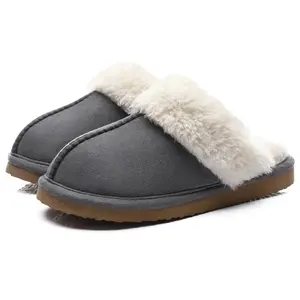 Pallene Winter Fur Slippers Women Men New Fashion Indoor Warm Cozy Fuzzy Flats Slides Warm Home Short Plush Slippers Suede Mules Girl Footwear