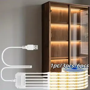 COB LED Strip Light, Adjustable Leds, Adjustable Touch Sensor, Warm Color, 5v USB Interface, 8mm Width Cuttable Tape, Ideal for Kitchen Cabinets, Wardrobe, Bedroom Decor