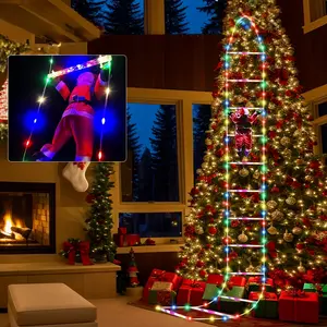 LED Santa Climbing Ladder Light, Christmas Decoration Lamp, Led Lighted, 8 Lighting Modes, Indoor Outdoor Use, Window Garden Wall Tree Decor, Outdoor Decorative Light