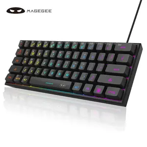 Magegee TS91 Mini 60% Gaming Keyboard RGB Backlit 61 Key Ultra Compact Membrane Ergonomic Waterproof for PC MAC PS4 Xbox ONE Black