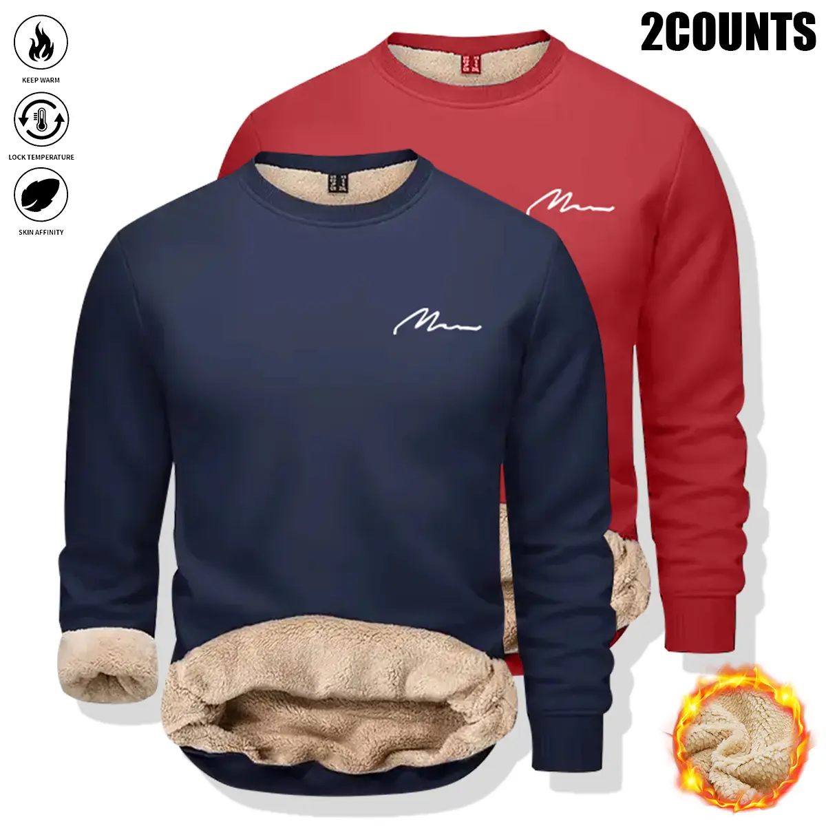 Men's Fleece Crewneck Sweatshirt Pack - Fitted Cut, Cloud-Soft Knit Fabric, Fall/Winter Activewear & Athletic Options, Multi-Color, Suitable for Hiking, Fitness (Cloud-Soft Men's Sweatshirts), Activewear Men's Sweatshirts