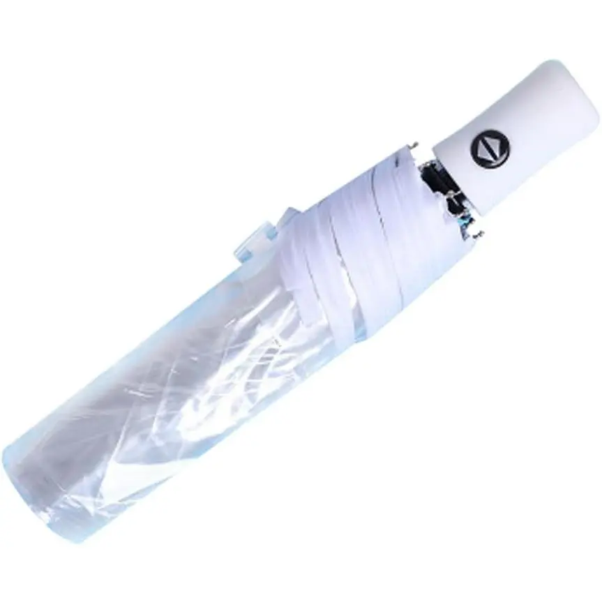 Full automatic folding transparent auto open close umbrella travel umbrella trifold clear rain umbrella with frosted handle clear folding umbrella windproof