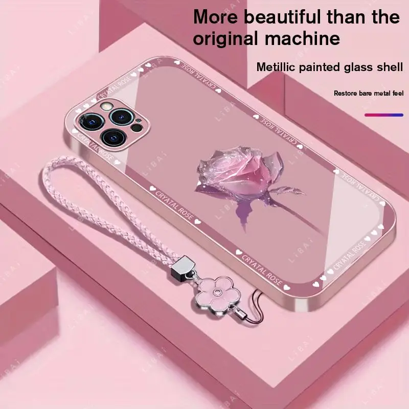 Suitable for [iPhone 12 Pro] Brand new premium phone case, Free four-leaf clover lanyard，drop-proof and fingerprint-resistant，simple and elegant design，multiple colors available YM99