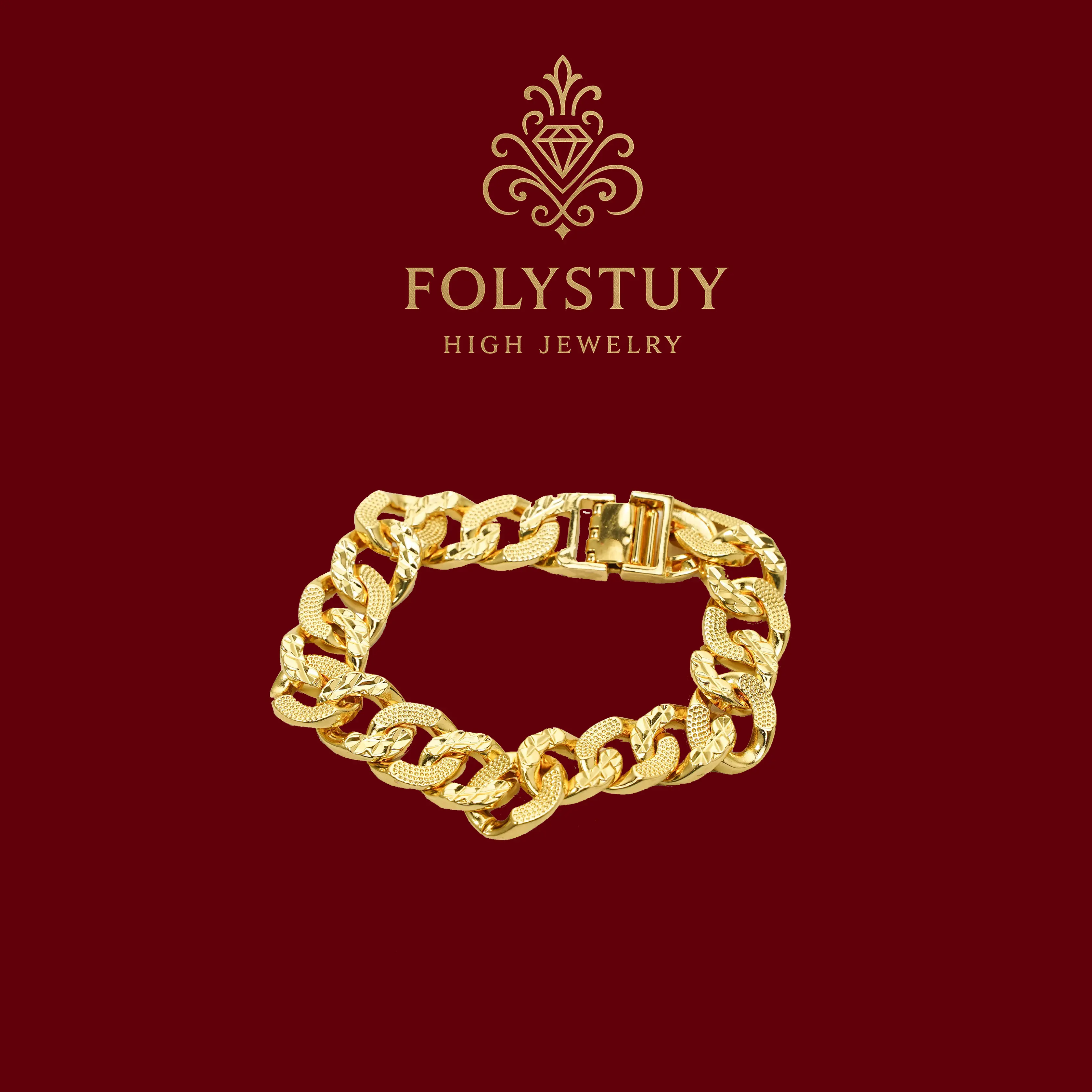 [12.5mm by 8inches Cuban Bracelet]【FOLYSTUY (W167)】Cuban Bracelet Fashion Bracelet for Women or Men