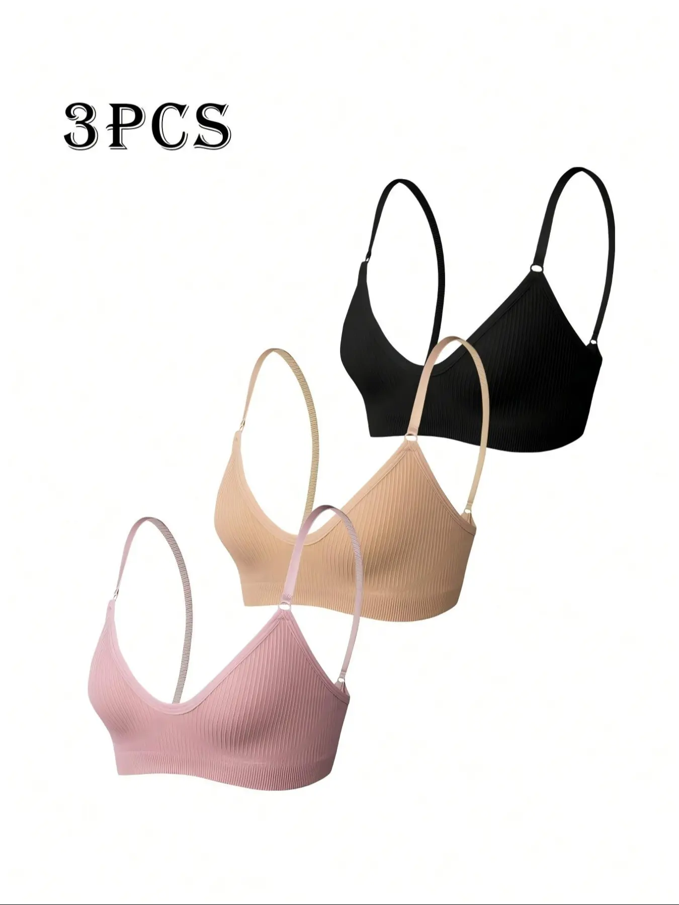 Women's Wireless Triangle Bra, Elegant Adjustable Straps Backless Design, Comfortable Fit Fall Underwire Top, Everyday Wear Plain Color Lingerie, Underwear, Minimalist, Casual