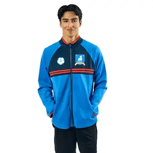 Ted Lasso AFC Richmond Logo Long Sleeve Men's Blue Zip-Up Cosplay Soccer Jacket-Medium