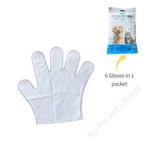 12-Pack Pet Glove Wipes, For Dogs and Cats, 6pcs per Package, Hypoallergenic, Cleansing and Deodorizing, Nourishing and Smoothing Hair, Extra Gentle, Rinse Free, Aloe Extract and Jojoba Oil added