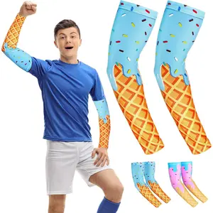 Chicingyou Ice Cream Drip Baseball Arm Sleeves Cone Compression Arm Sleeves for Adult Sport Baseball Football