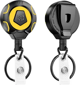 MNGARISTA Upgraded Heavy Duty Retractable Keychain with Belt Clip, 10 OZ Retraction, 31.5" Stainless Steel Cord, ID Badge Reel with Badge Strap and Key Ring, 2 Pack