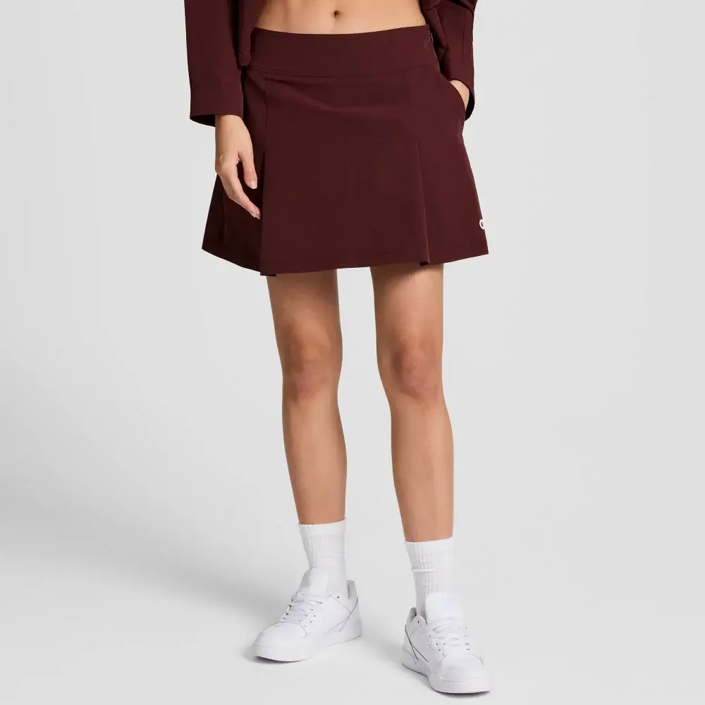 Champion Women's Pleated Skort, Athletic Court Wear in a Midweight Nylon Blend with Built-in Shorts & Side Zipper, Skirt, Athletic Skorts, Womens