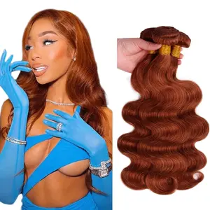 #33 Reddish Brown Bundles Body Wave Bundles Human Hair 14 16 18 Inch Unprocessed Brazilian Virgin Weave Hairs Brown 3 Bundle 50 Gram Per Bundle Human Hair Extensions For Woman