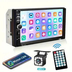 Double Din Car Stereo,7 Inch Car Radio with HD Touch Screen Bluetooth Car Stereo,Bluetooth Hands-Free Calling,Mirror Link,AUX/EQ/SWC