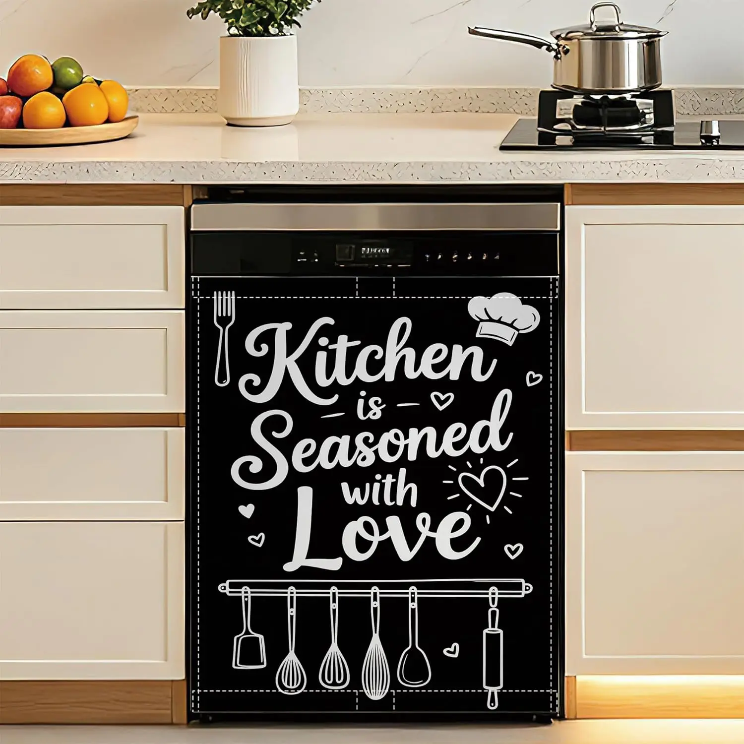 Metal Kitchen Quote Dishwasher Magnet Cover - 23x26 Inch Waterproof Reusable, Cute Farmhouse Decor for Fridge, Decorative Panel for Kitchen, Ideal Gift, Cute Magnets For Fridge, Decorative Fridge Magnets