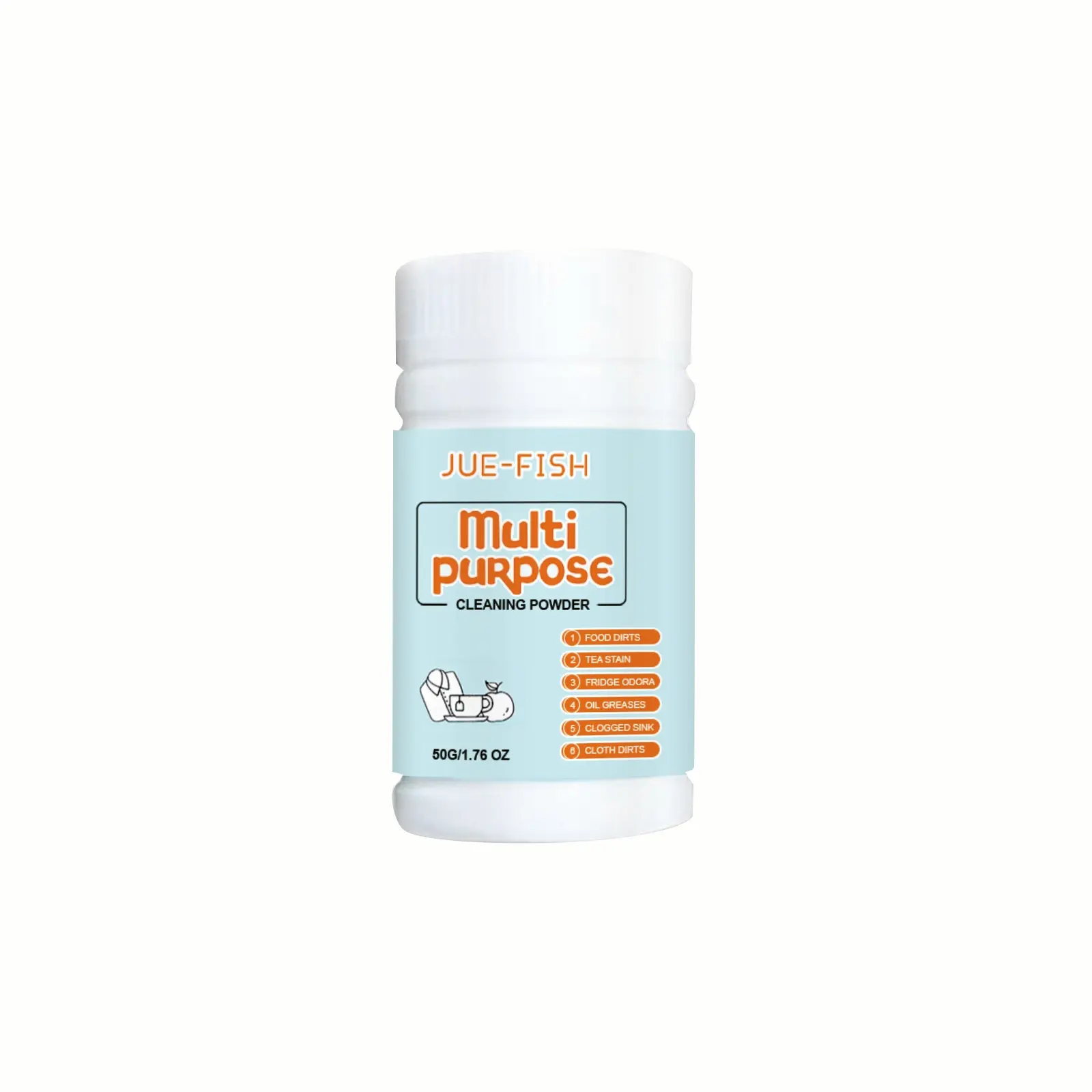 Jue-Fish Commercial Multi-purpose Cleaning Powder for Kitchen Hoods and Stoves, Cleaning, Oil Stain Removal, Rust Removal, Cleaning Powder